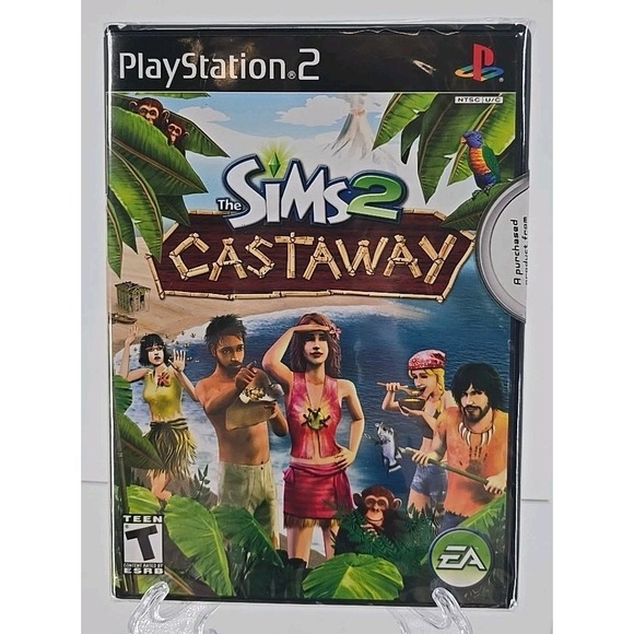 The Sims 2 Castaway (Playstation 2 PS2) NEW SEALED BLACK LABEL Y-FOLD NEAR-MINT!